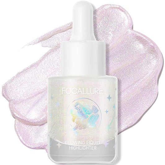 FOCALLURE Starfall Glowing Liquid Highlighter, Shimmering Body Oil, Non-Sticky Shimmer Liquid Luminizer, Non-Greasy, Face & Body Glitter Makeup for Costumes, Cosplay, Rave Festival, MADAMA BUTTERFLY-BrightBean Baby