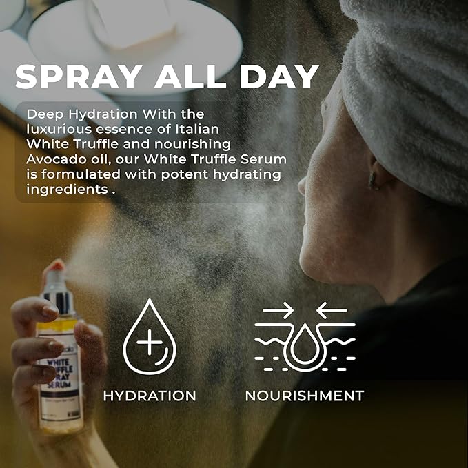 Italian White Truffle Spray Serum - Vegan Skin Care - Face Mist Hydrating Spray with Avocado & White Truffles - Face Serum for Radiant Skin - 3.38 Fl Oz-BrightBean Baby