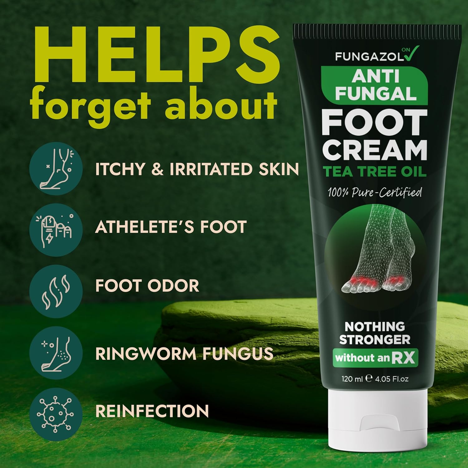 Foot Cream with Tea Tree Oil | Antifungal Cream to Soothes Cracked Heels, Dry Skin & Itchy Feet | Helps with Athlete’s Foot, Nail Fungus & Jock Itch | Relieves Itching & Burning | 4.05 fl oz-BrightBean Baby