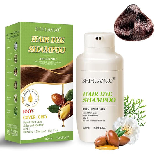 Hair Dye Shampoo 3 in 1 for Gray Hair Coverage, Argan nut Natural Shampoo Hair Dye for Women & Men/Ammonia-Free 500ml(Coffee)-BrightBean Baby