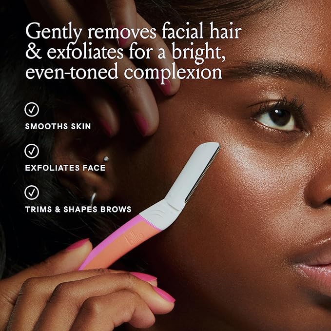 Billie - Dermaplane Starter Kit - Reusable Handle + 3 Refill Blades - Remove Facial Hair + Perfectly Shape Brows - Dermatologist-Approved - Malibu-BrightBean Baby