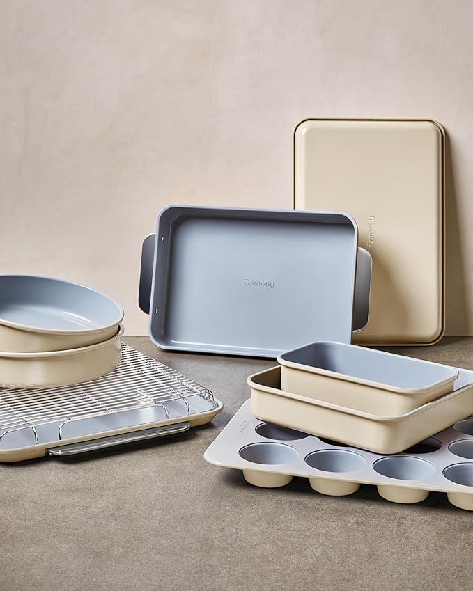 Caraway Non-Stick Ceramic 1 lb Loaf Pan Duo - Naturally Slick Ceramic Coating - Non-Toxic, PTFE & PFOA Free - Perfect for Pound Cakes, Breads, & More - White