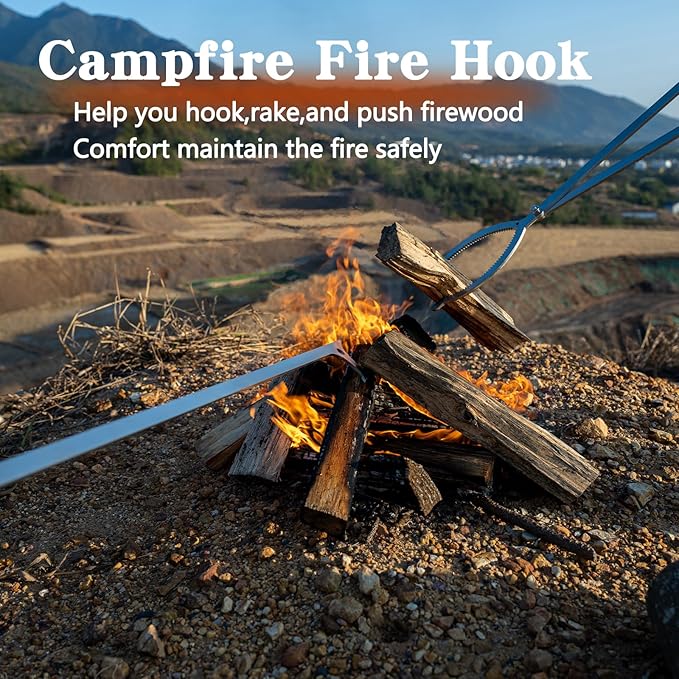 40" Stainless Steel Fire Log Tongs Firewood Grabber and Fire Poker Set,Large Fire Pit Tool Outdoor/Indoor Bonfire Campfire Backyard Deck Camping Log Grabber Safely Moves Firewood