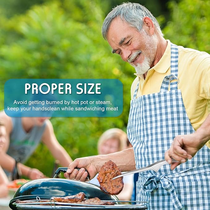 Patelai Korean and Japanese BBQ Tongs Non Slip Cooking Utensils Stainless Steel Tongs for Serving Food, Salad, Camping, Barbecue, Buffet, Oven with Support Stand(Silver,4 Pieces)