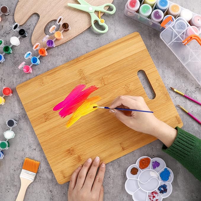 Vesici 18 Pack Bamboo/Wood Cutting Board with Handles Bulk Plain Blanks Laser Engraving Chopping Board for Customized Engraving Gifts Crafts Christmas Keepsakes(Bamboo,9.5''x13.5'')