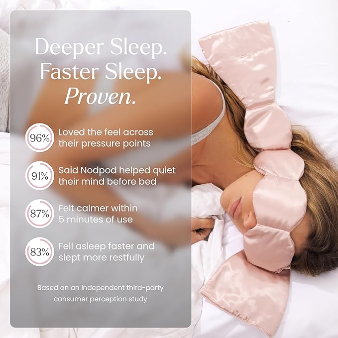 Nodpod Gentle Pressure Silk Sleep Mask | Patented Light Blocking Design for Sleeping, Travel & Relaxation | Bead Filled, Machine Washable (Petal)-BrightBean Baby