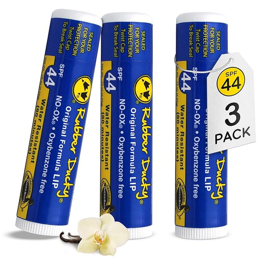 Rubber Ducky | Lip Sunscreen, Lip Balm with SPF 44, Water Resistant Sunscreen Lip Balm | Vegan, Untinted, Vanilla Flavor, with Vitamin E | All Season - Broad Spectrum Sunscreen for Lips-BrightBean Baby