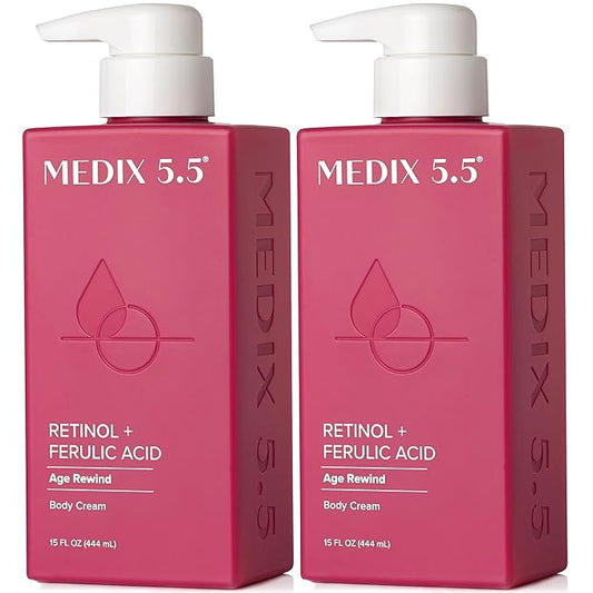 Medix 5.5 Retinol Body Lotion Firming Moisturizer | Crepey Skincare Treatment | Retinol Body Cream | Anti Aging Firming Cream For Women Targets Look Of Crepe Skin, Wrinkles, & Sagging Skin, 2-Pack-BrightBean Baby