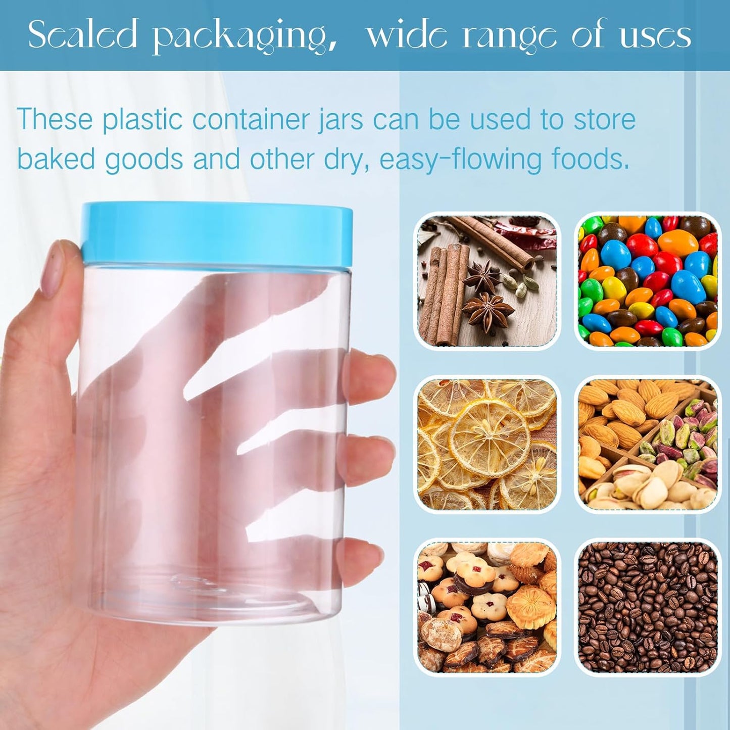 SATINIOR 100 Pcs Plastic Jars with Lids Small Containers Lids Wide Mouth Small Plastic Containers for Lotion Cream Rhinestones Body Butters Travel Storage(10 oz, Blue)-BrightBean Baby