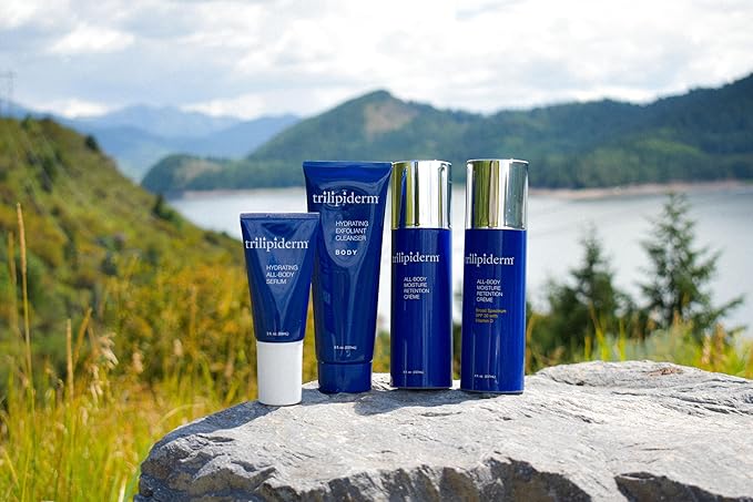 Trilipiderm Essential Body Regimen Bundle Set – 4 Simple Steps for this regimen - Start with Gentle Exfoliant Cleanser, Sun Care and Rejuvenating System that is powerful, natural and healthy hydration-BrightBean Baby