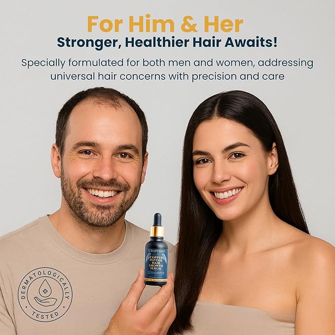 Copper Peptide Serum for Hair Growth - Caffeine, Niacinamide, Rosemary Oil, Saw Palmetto Hair Density Serum, Topical Tripeptide Scalp Care for Hair Thinning, Women & Men 1 fl oz-BrightBean Baby