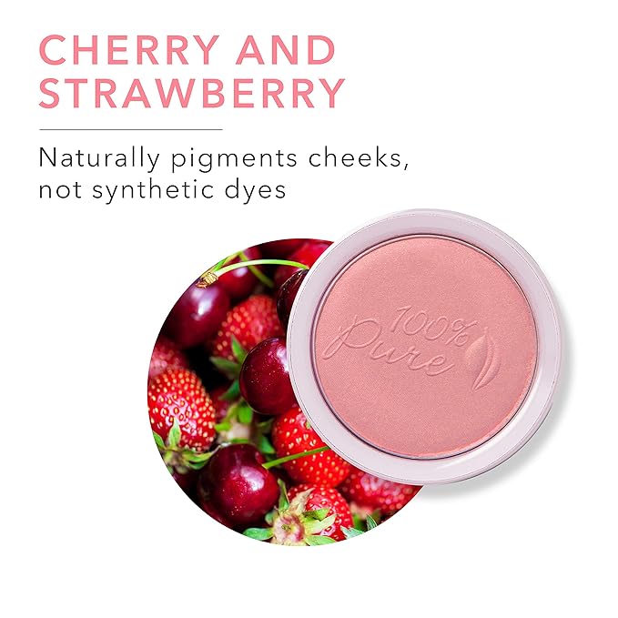 100% PURE Powder Blush (Fruit Pigmented), Chiffon, Soft Shimmery Finish, Nourishes Skin w/Rosehip Oil, Cocoa Butter, Natural Makeup (Soft Pink) - .32 oz-BrightBean Baby