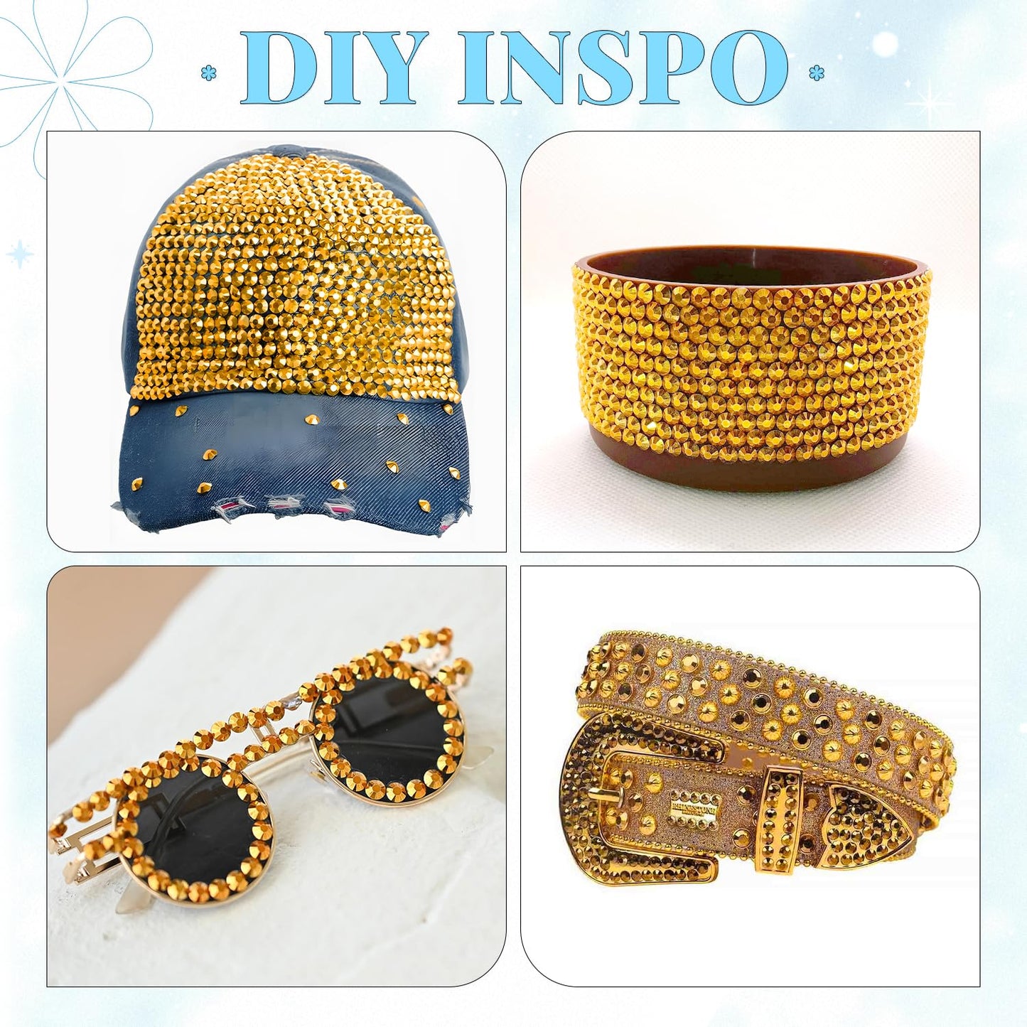 6000Pcs Resin Rhinestones for Bedazzling with 3Pcs B7000 Jewelry Glue, 1 Box Mine Gold Flatback Rhinestones for Crafting Crafts DIY, Crystals Gems for Clothing Shoes Tumblers Nail Art Makeup-BrightBean Baby