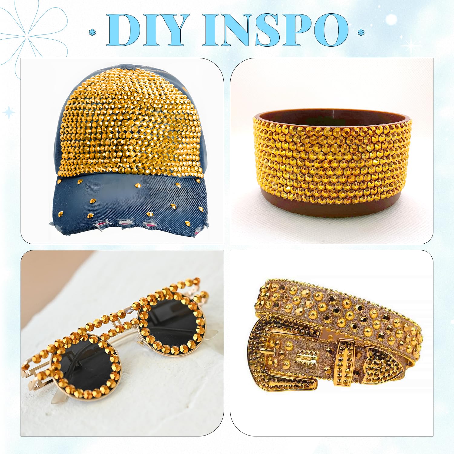 6000Pcs Resin Rhinestones for Bedazzling with 3Pcs B7000 Jewelry Glue, 1 Box Mine Gold Flatback Rhinestones for Crafting Crafts DIY, Crystals Gems for Clothing Shoes Tumblers Nail Art Makeup-BrightBean Baby