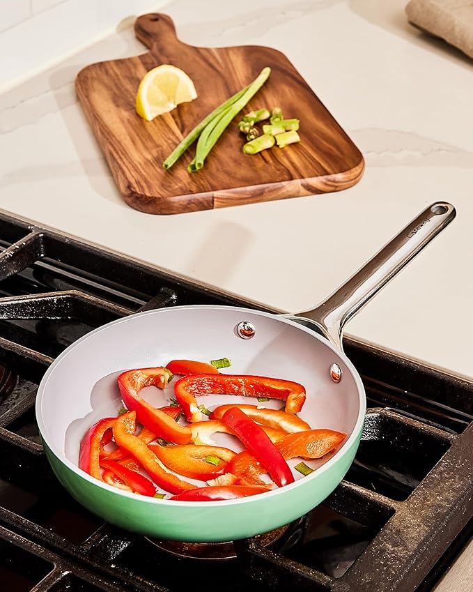 Caraway Fry Pan Duo White - Non-Toxic Ceramic Cookware Set 2 Piece