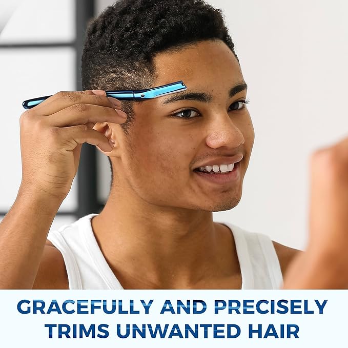 ZOMCHI Eyebrow Razor, Face Razors for Women&Men, Eyebrow Trimmer with Protective Silicone Cap, Dermaplane Razor-Easy&Safe Hair Removal(Blue,11 Blades)-BrightBean Baby