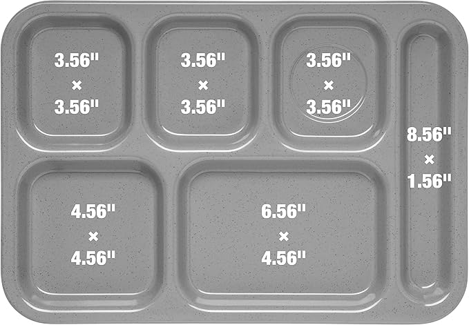 Carlisle FoodService Products Right-Hand Heavyweight 6-Compartment Melamine Tray 10" x 14" - Sandshade (Pack of 12)