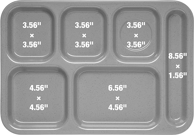 Carlisle FoodService Products P614R05 Right-Hand 6-Compartment Polypropylene Tray, 10" x 14", Red