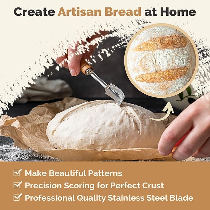 Banneton Proofing Basket Set – 10-Piece Sourdough Kit with Oval & Round Baskets, Dough Whisk, Lame, Scraper, Brush & Linen Liners – Artisan Baking Supplies for Home Bakers