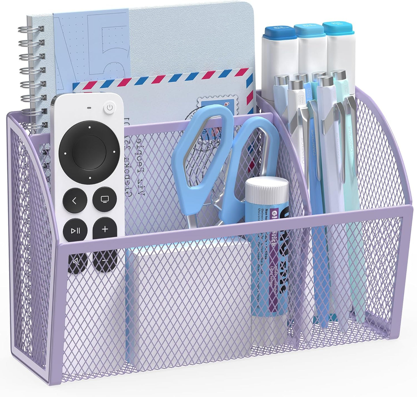 YINGHUA Strong Magnetic Pen Holder for Whiteboard and Refrigerator 3 Compartments Metal Mesh Organizer Space Saving Shelf for Office School Home and Locker - Purple-BrightBean Baby