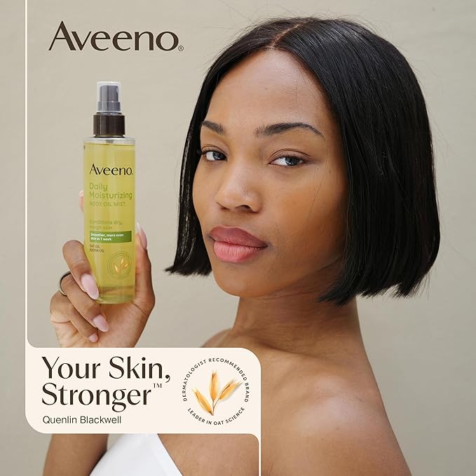 Aveeno Daily Moisturizing Body Oil Mist with Oat & Jojoba Oil for Dry Sensitive Skin, Nourishing Body Spray for Smoother Skin, Paraben-, Silicone- & Alcohol-Free, Twin Pack, 6.7 fl. oz, 2 Pack-BrightBean Baby