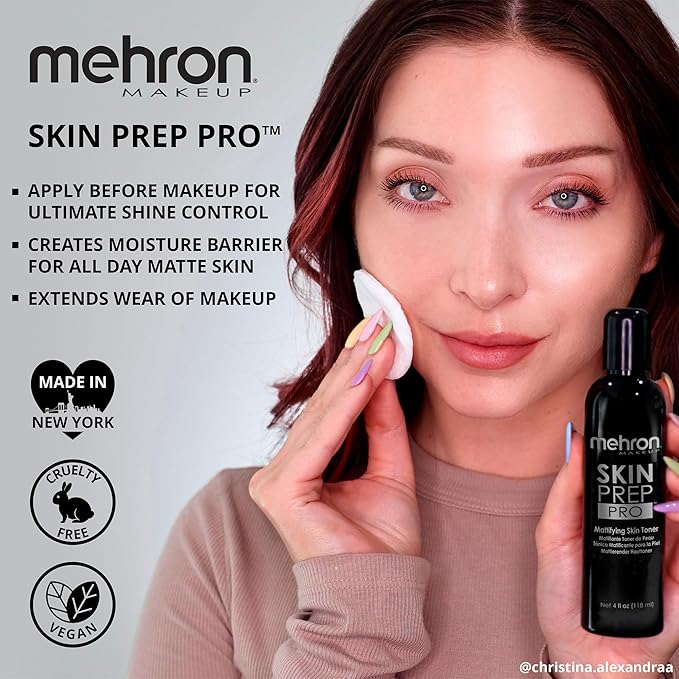 Mehron Makeup Skin Prep Pro Mattifying Skin Toner | Long Lasting Pre-Makeup Skin Primer 4 fl oz (120 ml)-BrightBean Baby