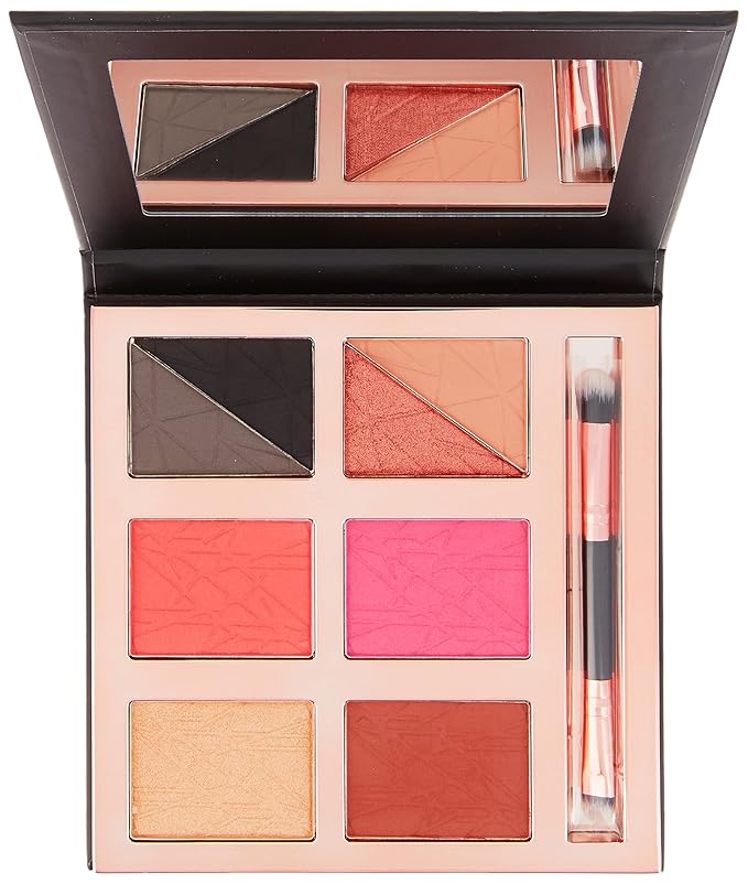 Luxe Light & Loaded Multi-Use Palette | 4-in-1, Eyeshadow, Blush, Contour, Highlight | Mix colors for Custom Blends | Includes Mirror and Dual Brush-BrightBean Baby