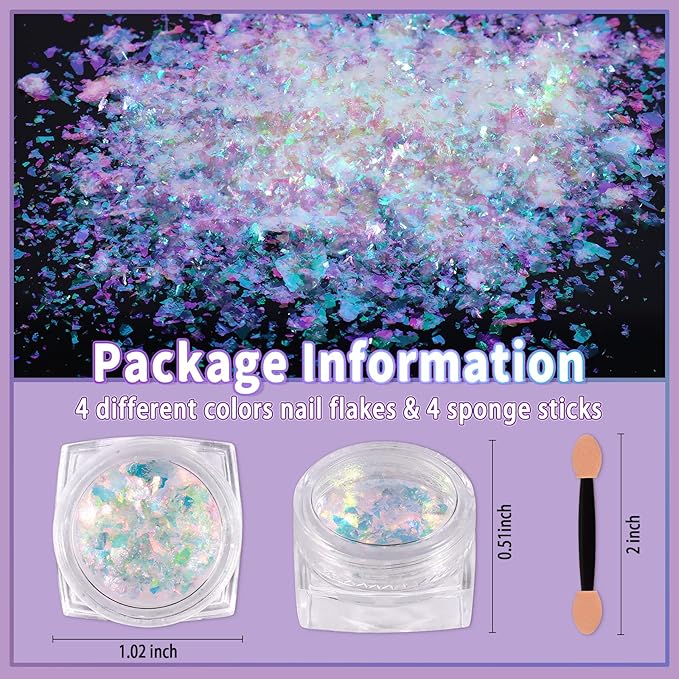 Allstarry 4 Colors Chameleon Flakes, Premium Sparkle Colorshift Pigment Powder for Epoxy Resin Slime Tumbler Making DIY Project Scrapbook Makeup Nail Art Paint Decoration-BrightBean Baby