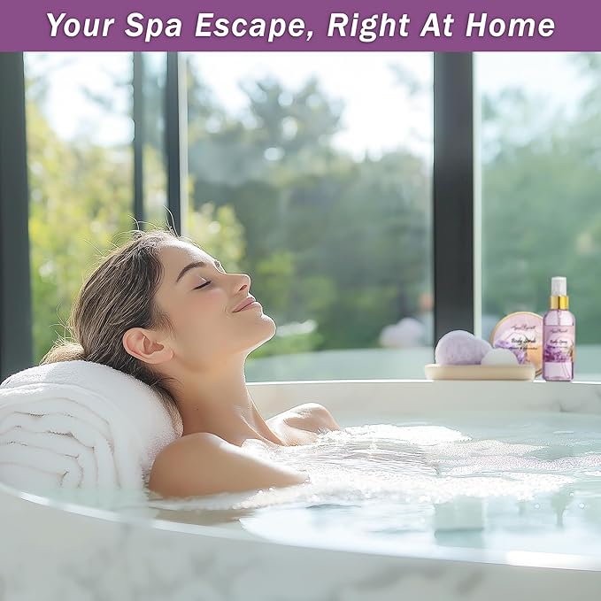 Bath Spa Gift Sets - Luxury Basket With Honey & Lavender - Spa Kit Includes Wash, Bubble Bath, Lotion, Bath Salts, Body Scrub, Body Spray, Shower Puff, Bathbombs, Soap and Towel-BrightBean Baby