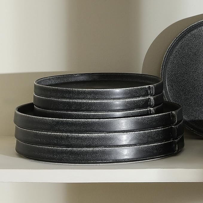 Stone Lain Bao 4-Piece Dinner Plate Set Stoneware, Charcoal