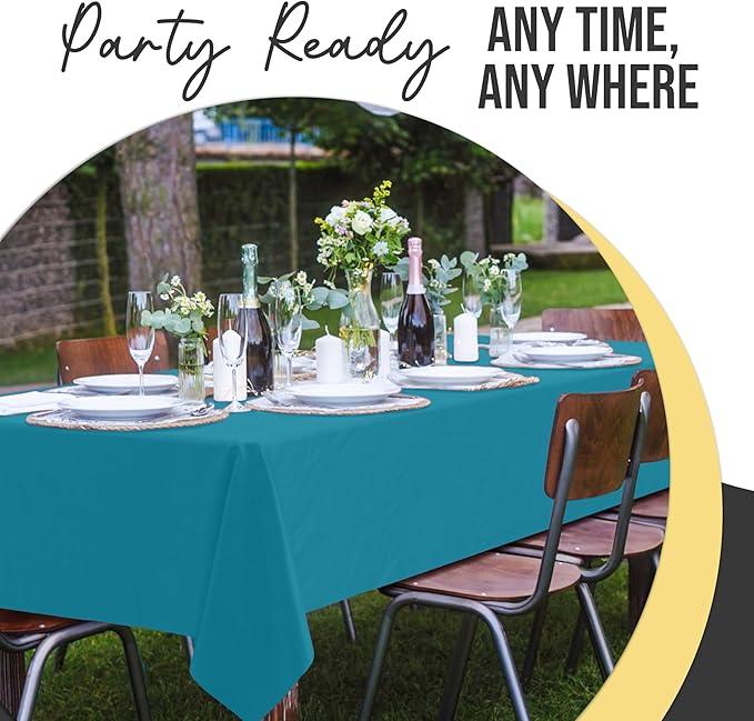 Exquisite Premium Plastic Tablecloth - 54" x 108" Rectangle, 6 Pack (Turquoise)