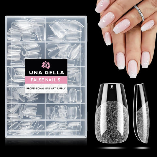 UNA GELLA Short Coffin Nail Tips: 216pcs Short Coffin Press on Nails Pre-shape Gel Nail Tips for Full Cover Acrylic Nails False Nails For Nail Extension Home DIY Salon 12 Sizes Gelly Tips-BrightBean Baby
