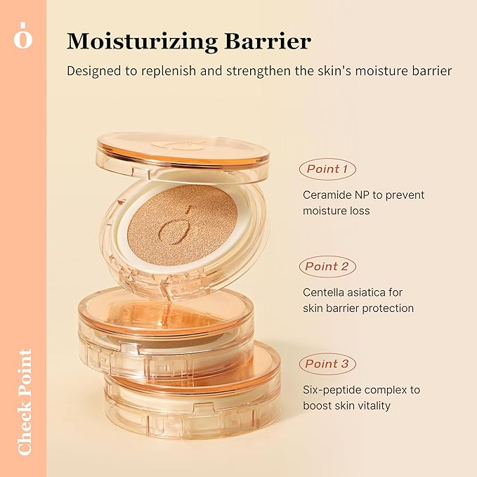 Skin Barrier Glow Cover Cushion, All-day Coverage, Glow Finish, Lightweight, Skincare-Like Texture, Non-cakey Makeup, Korean Cushion Foundation (#43N Moonlight, 0.15 oz)-BrightBean Baby