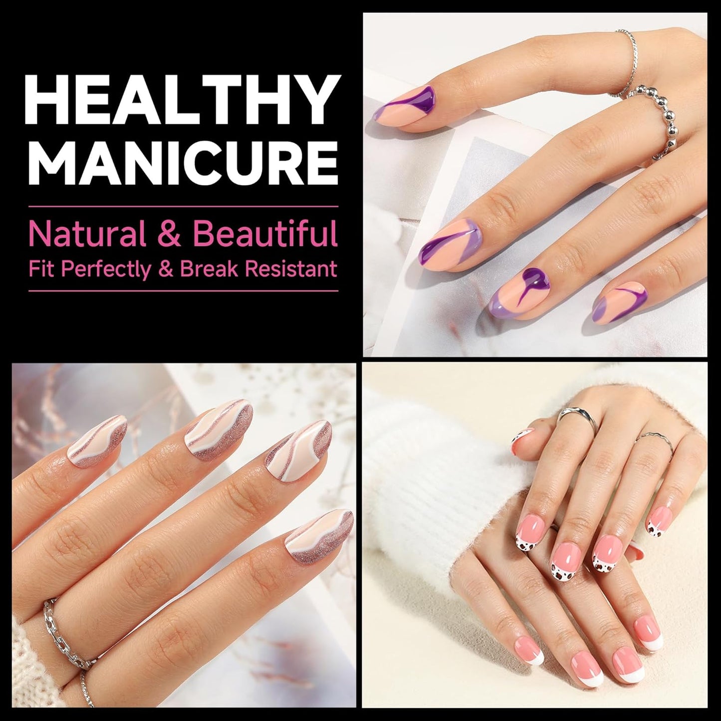 UNA GELLA Short Oval Round Nail Tips, Soft Gel Pre-shaped Half Matte Short Oval Gel Nail Tips Full Cover Acrylic Press on Fake Nails for Nail Extension Art DIY Nail Salon 216Pcs 12 Sizes-BrightBean Baby