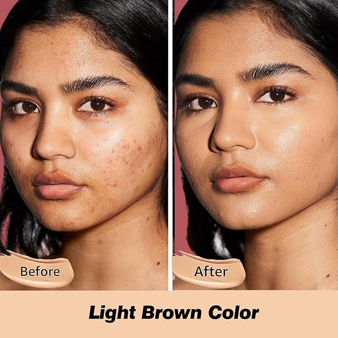 CC Cream Foundation Mushroom Head Air Cushion Face Makeup Moisturizing Concealer Waterproof Oil Control Long-Lasting Nude Makeup Even Skin Tone for All Skin Types (Light Brown)-BrightBean Baby