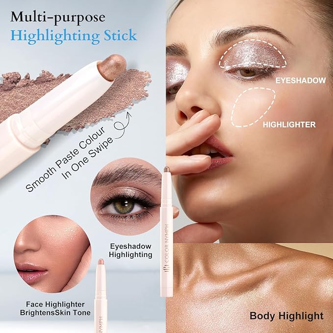 Color Nymph Makeup Kit for Girls Beginner Makeup Gift Set with Portable Bag Include 2 Color Lip Gloss, Eyeshadow Pen, Blush & Contouring, Highlight, Mascara, Eyebrow Pencil-BrightBean Baby