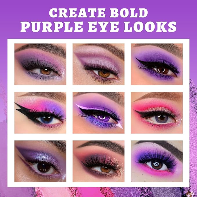 UCANBE 2pcs Eyeshadow Palette Makeup Set, Green Purple Color Shimmer Matte Metallic Eye Shadow Pallet with Soft Brush Eye Make Up Kit for Halloween Cosplay Costume Beetlejuice Medusa Poison Ivy Ursula-BrightBean Baby