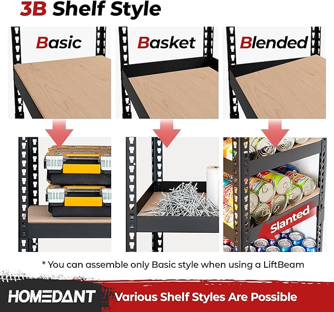 HOMEDANT 5 Tier Laminated Boltless Heavy Duty Garage Storage Adjustable Wide Size Metal Shelving Unit Utility Rack Shelves Organization Multipurpose Shelf Shed Warehouse 47.7"W x 18.2"D x 71.3"H 2Pack