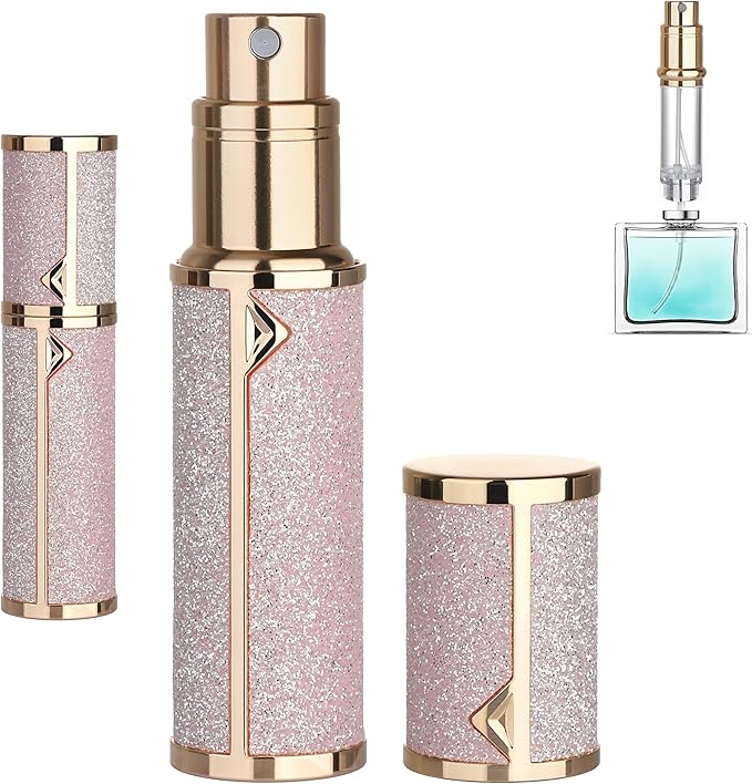 Refillable Travel Perfume Atomizer Bottle - 5ml Luxury Pocket Perfume Dispenser Pump, Travel Perfume Atomiser, Cologne Dispenser, Portable Size Sprayer Bottle for Traveling (Pink - 1)-BrightBean Baby