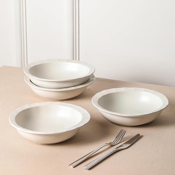 Stone Lain Oasis 4-Piece Pasta Bowl Set Stoneware, White