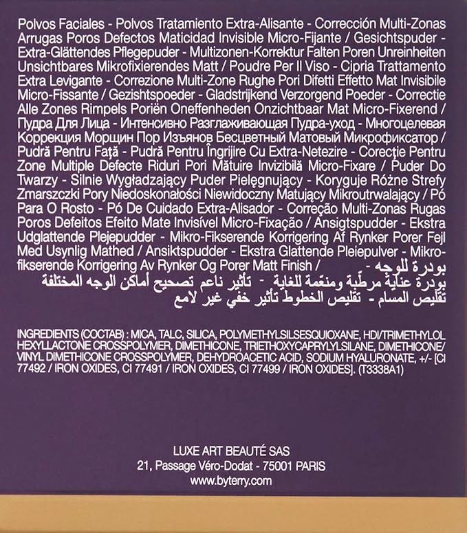 By Terry Hyaluronic Tinted Hydra-Powder, Non-Drying Loose Face Setting Powder, Blur Imperfections & Mattify, Dark, 0.35 oz-BrightBean Baby
