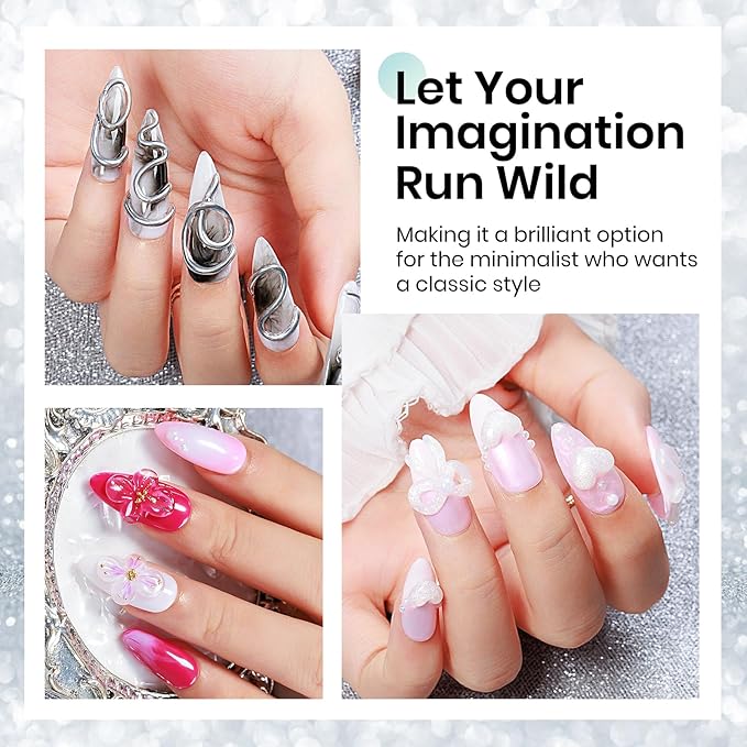 MIZHSE Solid Builder Gel for Nails Kit: 2PCS 30g 3D Pearl White & Clear Hard Gel for Nailswith Nail Forms 3D Silicone Mold Soak off U V LED Builder Gels for Extension Home Manicure-BrightBean Baby