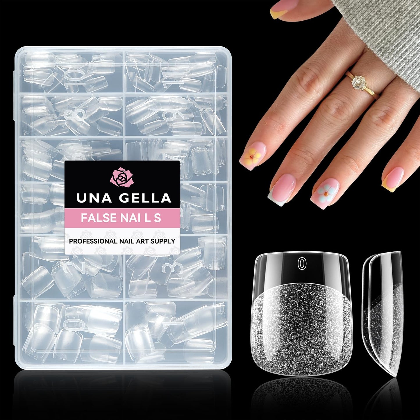 UNA GELLA Extra Short Square Nail Tips XS 216pcs Pre-shape Extra Short Square Press on Nails Gel Tips Full Cover Acrylic Nails False Nails For DIY Salon 12 Sizes-BrightBean Baby