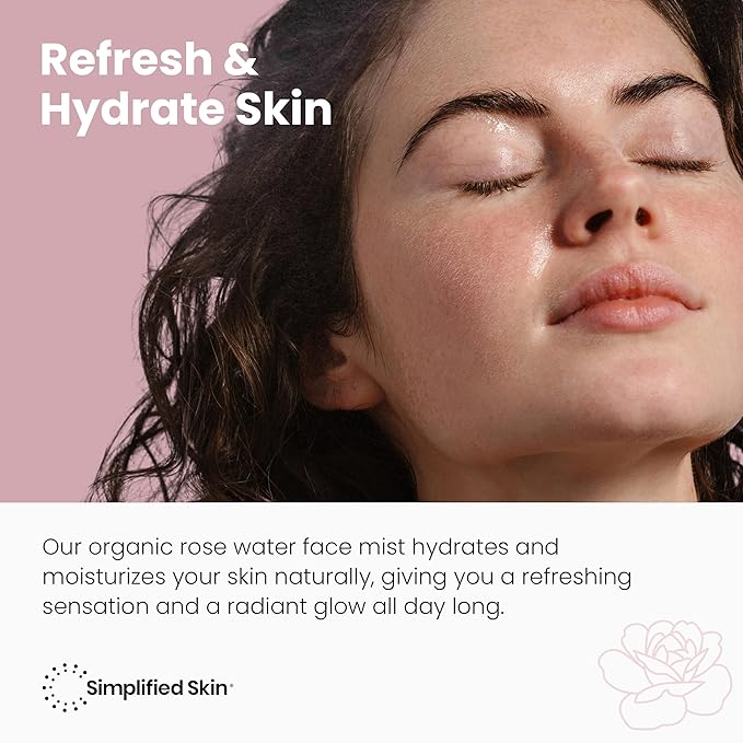 Rose Water Spray for Face & Hair (Refill) - Organic USDA Certified Rosewater Facial Toner - Alcohol-Free Makeup Setting Hydrating Face Mist - Anti-Aging Toner Spray - 8 Fl Oz-BrightBean Baby