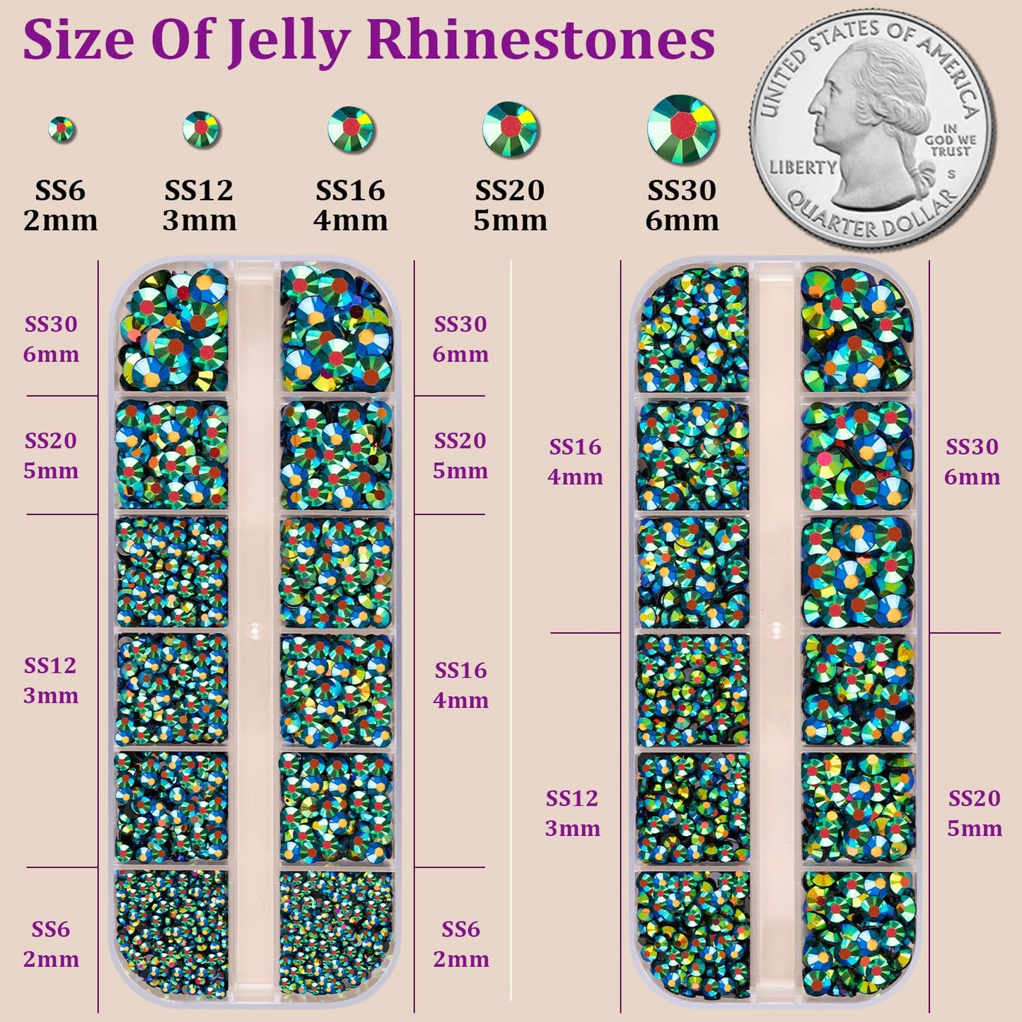 Resin Jelly Rhinestones for Crafting with B7000 Jewelry Glue, 2 Boxes Emerald Black AB Flatback Crystals with 3Pcs 10ml Glue, Bedazzling Non Hotfix Gems for DIY Tumblers Clothing Shoes Manicure-BrightBean Baby