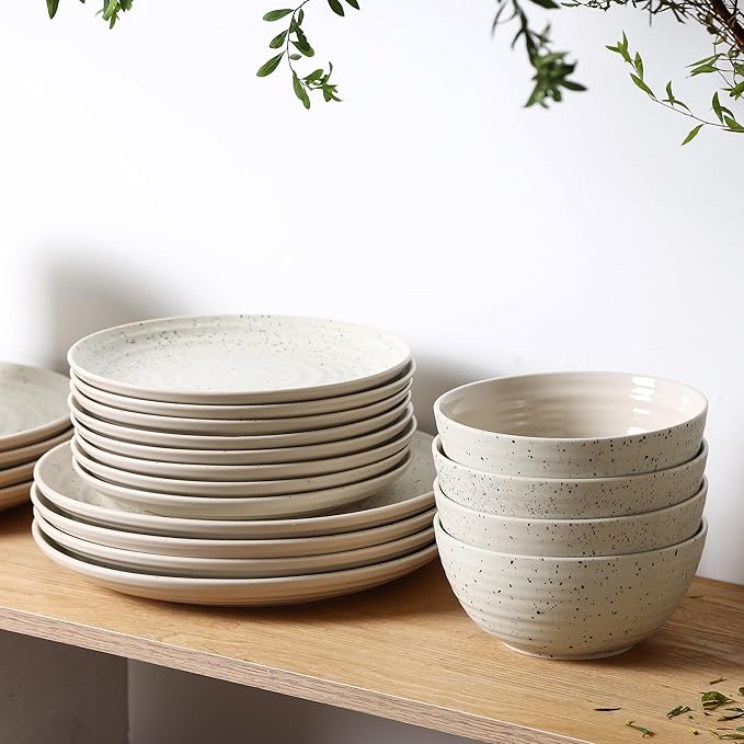 Stone Lain Dua 4-Piece Salad Plate Set Stoneware, White