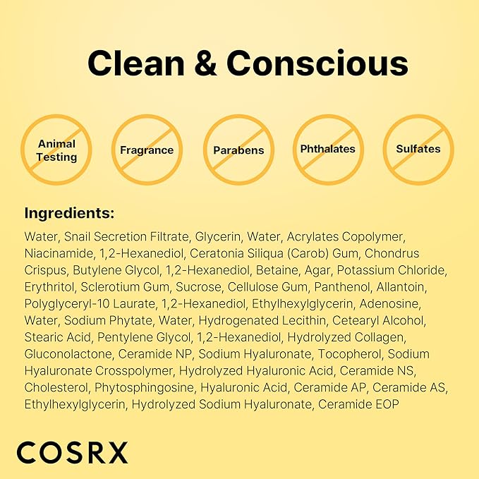 COSRX Advanced Snail Mucin Glass Glow Hydrogel Face Masks Skincare 3 EA, Collagen Face Mask, Travel Essentials, Overnight Face Mask, Korean Skin Care-BrightBean Baby
