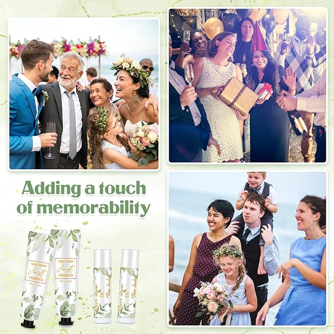 25 Set Wedding Lip Balms and Hand Cream Gift Set Include 25 Moisturizing Hand Care Cream 25 Lip Balms with Thank You Cards and Bags Bridesmaid Gift Set for Bridal Shower Wedding(Greenery)-BrightBean Baby