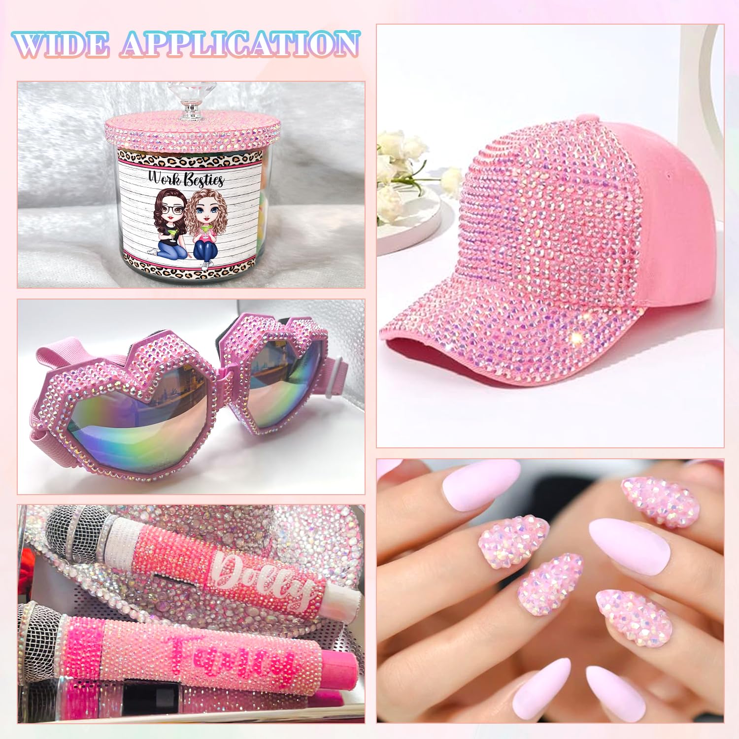 30000Pcs Resin Rhinestones for Bedazzling with 3Pcs B7000 Jewelry Glue, Light Pink AB Flatback Gems Rhinestones for Crafting, Clothing Tumblers Mugs Shoes Fabric Decor Nail Art-BrightBean Baby