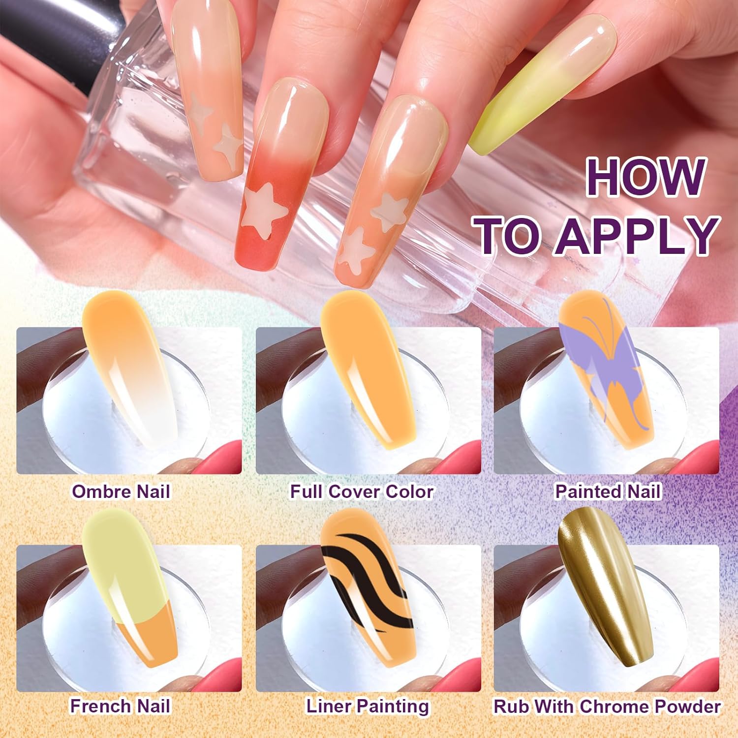 Gradient Painting Gel, 9 Colors Ombre Gel Nail Polish Summer Hot Bule for Pigment Pat Nails Aura Nails, French Manicure DIY Nail Art Soak of UV Palette Bechside Candy-BrightBean Baby